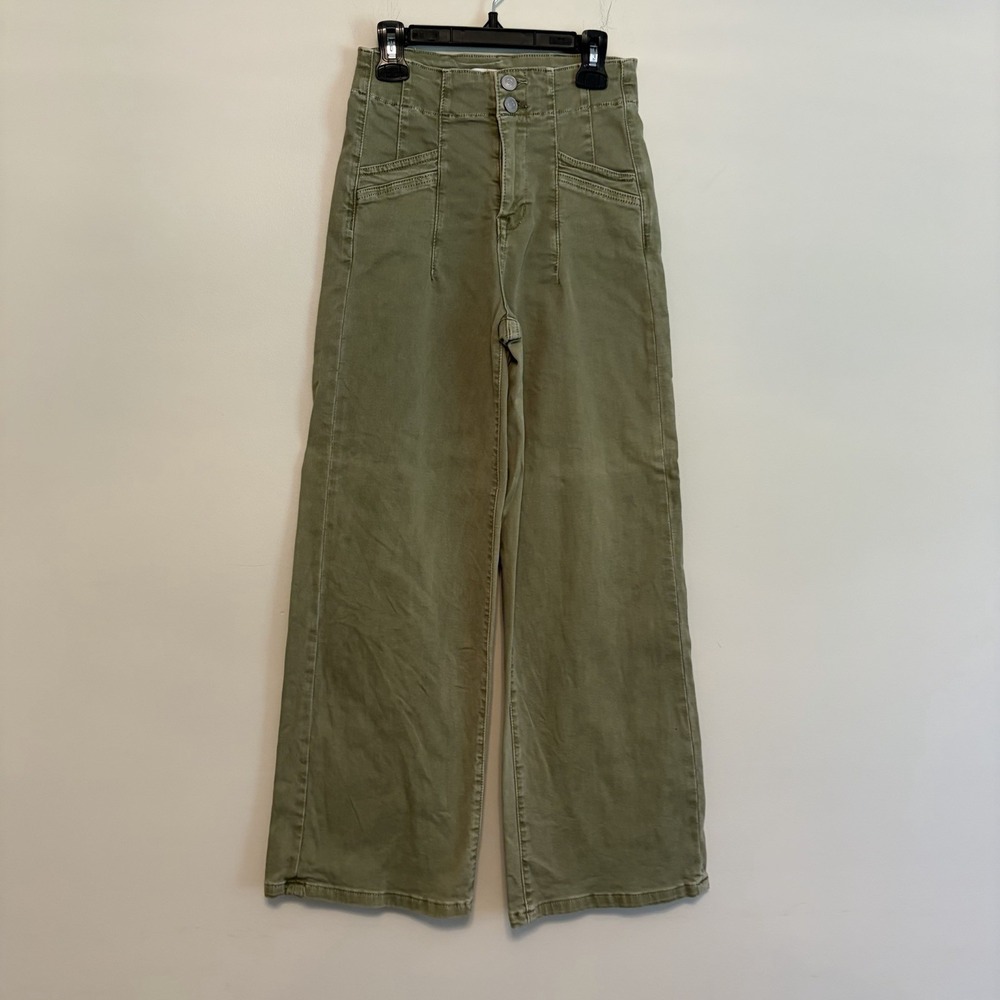 Altar'd State Green High Rise Flare Pants 24 Boho Wide Leg Stretch Hippie